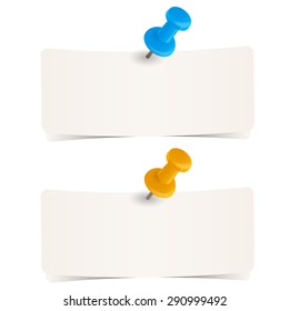 set of two little papers with colored pin needle