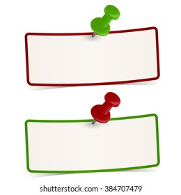 set of two little papers with colored pin needle