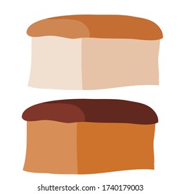 set of two loaves of light and dark bread, flat, isolated object on a white background, vector illustration,