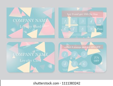 Set of two loyalty card templates  with place for text. Geometric abstract design