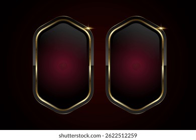 Set of two luxury 3Ds glossy dark red button vector, illustration. with vertically elongated button features a deep black-to-burgundy gradient, exuding elegance style
