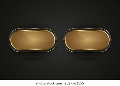 Set of two Luxury Black and gold buttons with premium stoked vector design, metallic sheen at the center vector, illustration