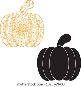Set of two mandala pumpkin isolated on the white background. Vector illustration