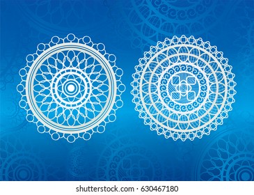 Set of two mandalas for any project of yoga, meditation, India.