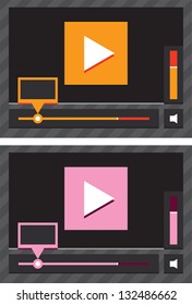 Set of two media players in pink and orange colors
