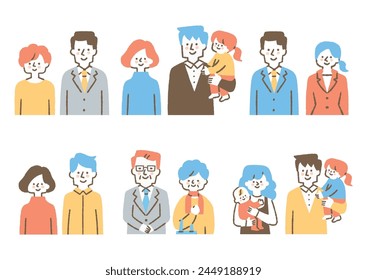 Set of two men and two women of Various Age Groups_Color