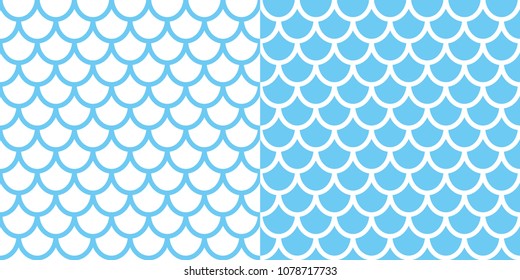 Conjunto de los dos patrones de sirena.Fondo de la escala de peces. Textura azul para tu diseño. Fondo vectorial.