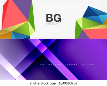 Set of two minimal geometric abstract backgrounds. Vector illustration for covers, banners, flyers and posters and other designs