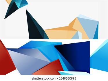 Set of two minimal geometric abstract backgrounds. Vector illustration for covers, banners, flyers and posters and other designs