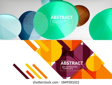 Set of two minimal geometric abstract backgrounds. Vector illustration for covers, banners, flyers and posters and other designs