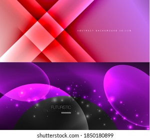 Set of two minimal geometric abstract backgrounds. Vector illustration for covers, banners, flyers and posters and other designs