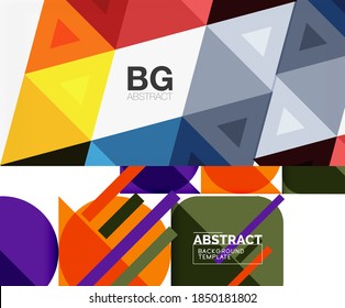 Satz von zwei minimalen geometrischen abstrakten Hintergründen. Vektorgrafik für Cover, Banner, Flyer und Poster und andere Designs