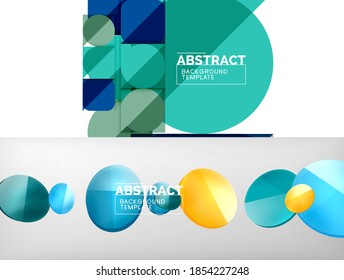 Conjunto de dos fondos abstractos geométricos mínimos. Ilustración vectorial para cubiertas, pancartas, volantes y carteles y otros diseños