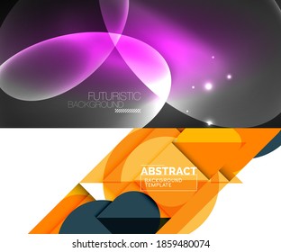 Set of two minimal geometric abstract backgrounds. Vector illustration for covers, banners, flyers and posters and other designs