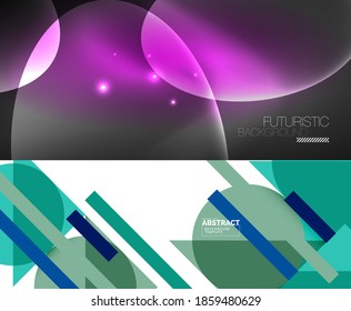 Set of two minimal geometric abstract backgrounds. Vector illustration for covers, banners, flyers and posters and other designs