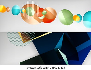Set of two minimal geometric abstract backgrounds. Vector illustration for covers, banners, flyers and posters and other designs