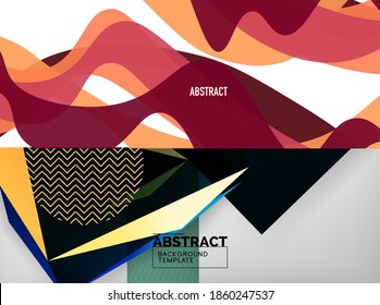 Set of two minimal geometric abstract backgrounds. Vector illustration for covers, banners, flyers and posters and other designs