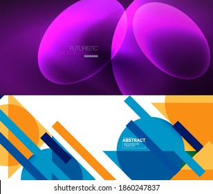 Set of two minimal geometric abstract backgrounds. Vector illustration for covers, banners, flyers and posters and other designs