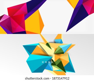 Set of two minimal geometric abstract backgrounds. Vector illustration for covers, banners, flyers and posters and other designs