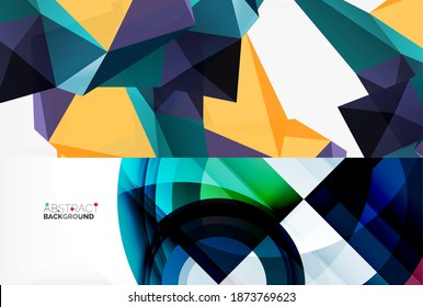 Conjunto de dos fondos abstractos geométricos mínimos. Ilustración vectorial para cubiertas, pancartas, volantes y carteles y otros diseños
