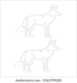 A set of two minimalistic line drawings of foxes in a standing pose. Perfect for logos, patterns, or nature-inspired designs