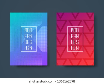 Set of two modern abstract cover design with geometric shape and vibrant gradient. Template for poster, cover, banner, flyer