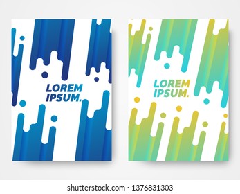 Set of two modern abstract covers with cool gradient shapes and copy space for text. Art design for your project
