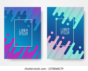 Set of two modern abstract covers with cool gradient shapes and copy space for text. Art design for your project