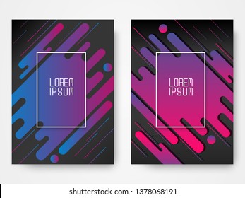 Set of two modern abstract covers with cool gradient shapes and copy space for text. Art design for your project