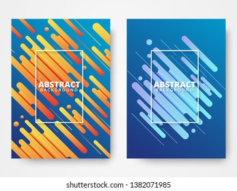 Set of two modern abstract covers with cool gradient shapes and copy space for text. Art design for your project