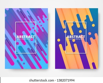 Set of two modern abstract covers with cool gradient shapes and copy space for text. Art design for your project