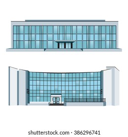 Set of two modern buildings for web design and infographics. Vector illustration
