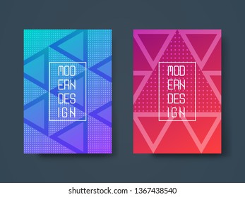 Set of two modern cover design with abstract geometric shape and vibrant gradient. Template for poster, cover, banner, flyer