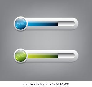 Set of two modern futuristic download progress bar for infographics, websites (UI) or applications (app) for smartphones or tablets