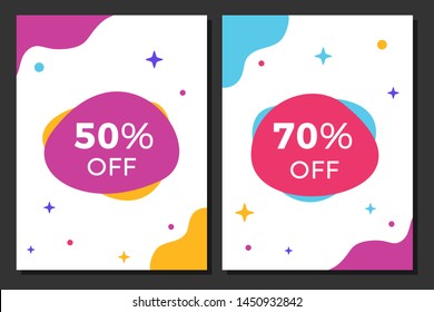 Set of Two Modern Sale Banners. Big Sale Inscription Design Banners On Modern Backgrounds. Discount Sticker Flat Vector Design