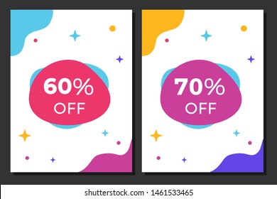 Set of Two Modern Sale Banners. Big Sale Inscription Design Banners On Modern Backgrounds. Discount Sticker Flat Vector Design