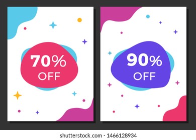 Set of Two Modern Sale Banners. Big Sale Inscription Design Banners On Modern Backgrounds. Discount Sticker Flat Vector Design