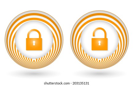 set of two orange icons with symbols