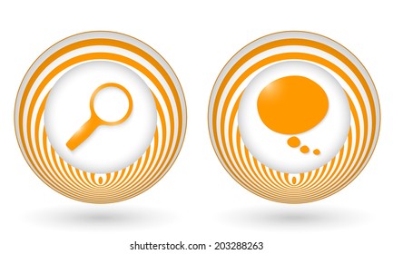 set of two orange icons with symbols