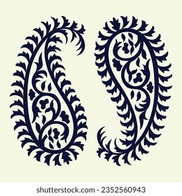 A set of two ornamental paisley designs on a white background