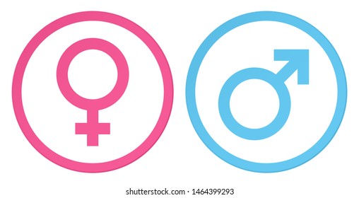 Set Of Two Outline Buttons Icons Female And Male