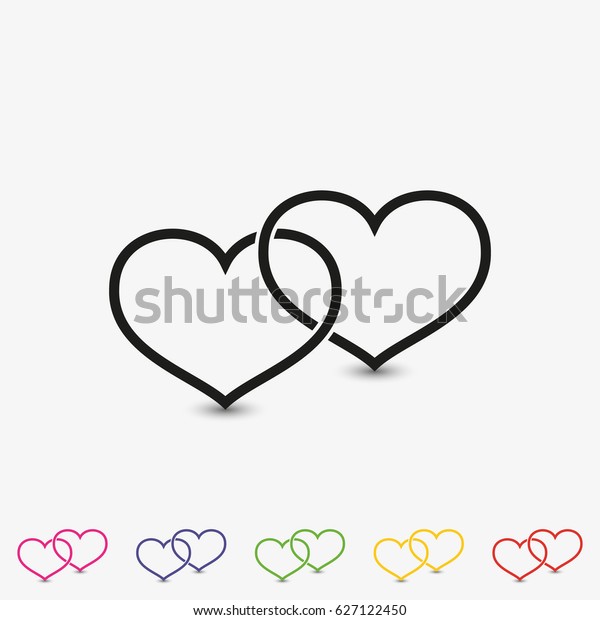 Set Two Outline Linked Hearts Vector Stock Vector (Royalty Free ...