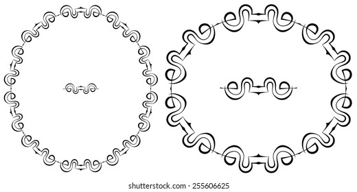A set of two oval vector frames