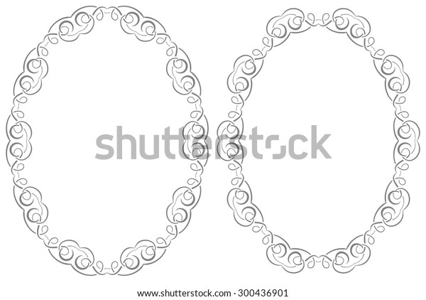 Set Two Oval Vector Frames Stock Vector (royalty Free) 300436901 