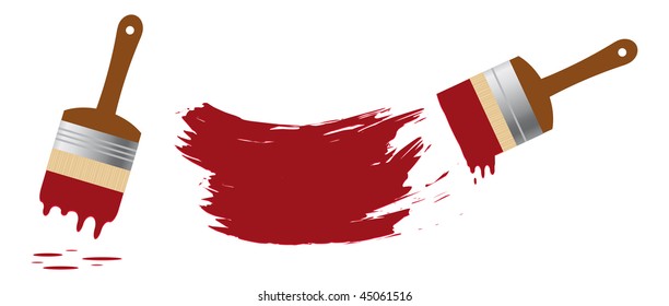 set of two paint brushes in red colors