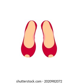 set of two pairs of women's shoes without heels, isolated, sketch illustration, hand drawn, in color