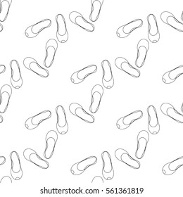 set of two pairs of women's shoes without heels, seamless pattern, sketch illustration, hand drawn.