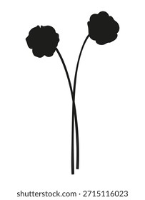 Conjunto de duas silhuetas. Flores silvestres florescentes, plantas selvagens perenes, estilo mínimo. Elementos botânicos desenhados à mão para projetos de design. Ilustração vetorial