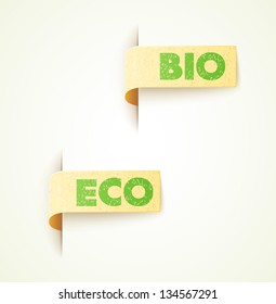 set of two paper labels eco design with text