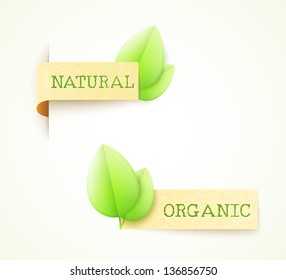 Conjunto de dos etiquetas de papel eco diseño con texto